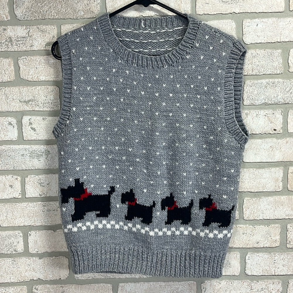 Vintage Scotty dog terrier sweater vest, medium